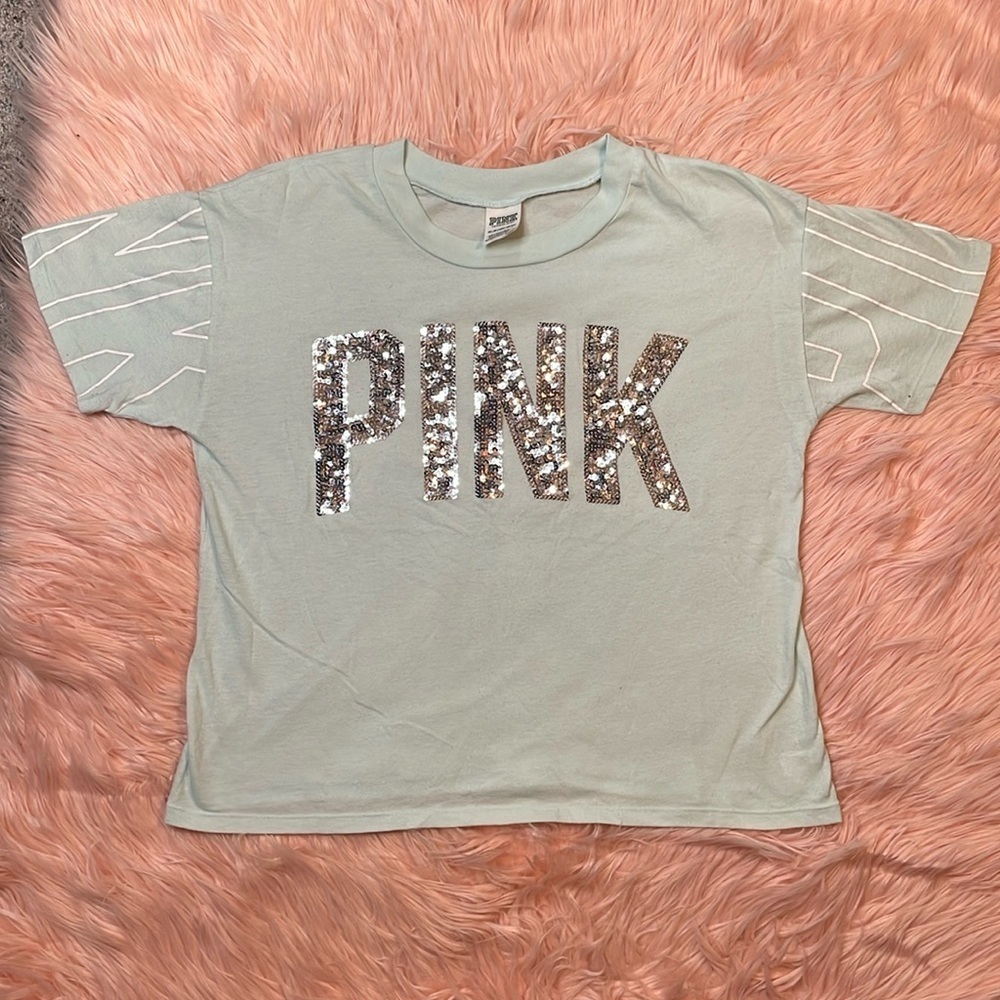 PINK Victoria’s‎ Secret Oversized Sequin T-Shirt Size XS